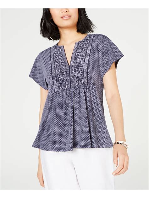 michael michael kors short sleeve navy|Tops .